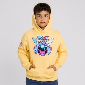 Orange Kids Size 8 Pullover Hoodie with Anime Graphic Design